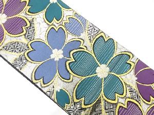 アンティーク　桜模様織り出し袋帯(材料)